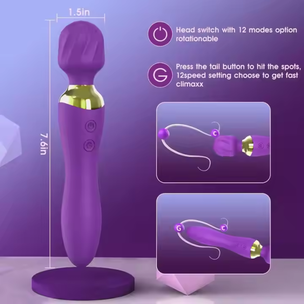 Powerful female vibrator stick massager 24 modes double-headed stick vibrator clitoral stimulator sex toy adult sex toy - Image 5