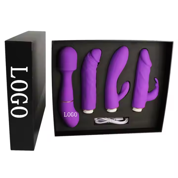 Charging adult female sex toys 4-piece set female rabbit fake penis vibrator high-quality vibrating fake penis – Bild 2